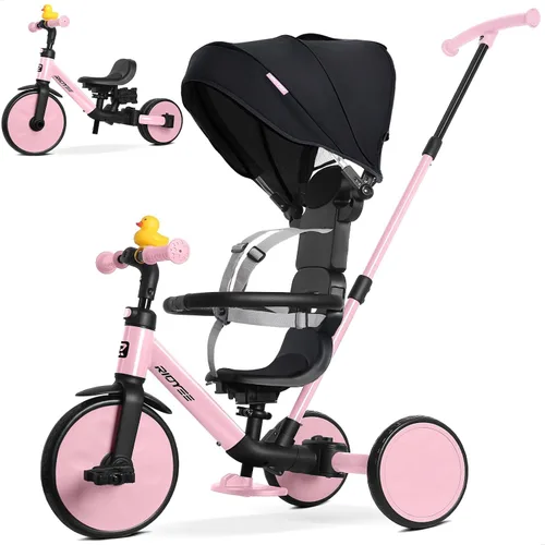 Vista 9 de RIDYEE Triciclo 8 en 1 para 1.5-5 años, interruptor sin herramientas, triciclo para niños pequeños con mango de control de dirección para padres