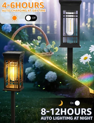 Vista 8 de Luces solares para caminos al aire libre para patio, césped, pasarela