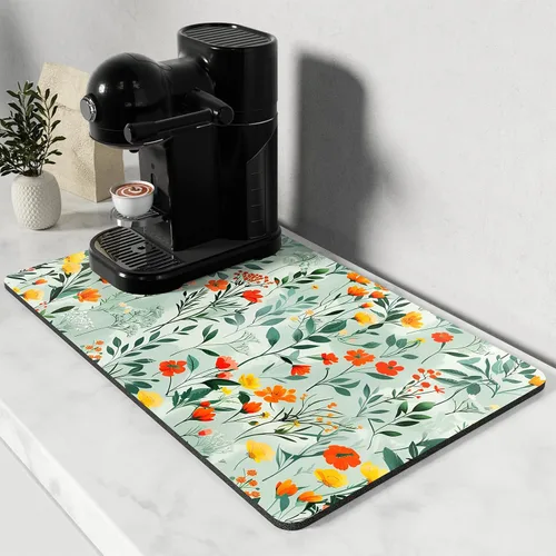 Vista 63 de Rnivvi Tapete de secado de platos para encimera de cocina, 16 x 18 pulgadas, bonita almohadilla de secado absorbente resistente al calor con goma
