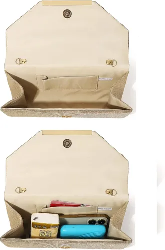Vista 3 de MUDUO Bolso de noche para mujer, con diamantes de imitación con purpurina, para boda, bolso de noche, sobre de cristal, bolso cruzado de hombro