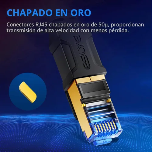 Vista 2 de Cable Ethernet CAT 8, cable de conexión de red LAN de Internet plano de alta velocidad para PS5, Xbox, módem