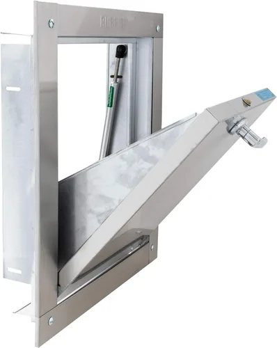 Vista 5 de Manija universal de acero inoxidable compatible con ADA en L con cierre estándar de 12 pulgadas de ancho x 15 pulgadas de alto, puerta de canal