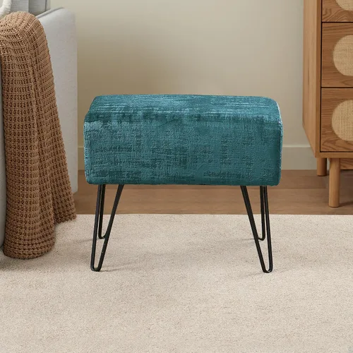 Vista 6 de Home Soft Things Otomana rectangular de terciopelo mullido de color verde ágata de 19 pulgadas para sala de estar, banco de entrada de espacio