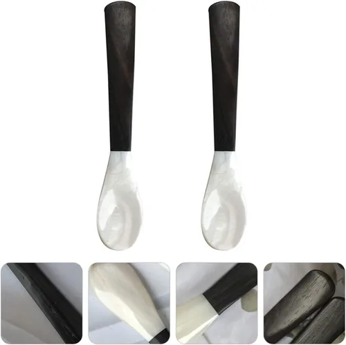 Vista 9 de 2 cucharas creativas con mango de madera, cucharas de café para caviar, postre, café, helado