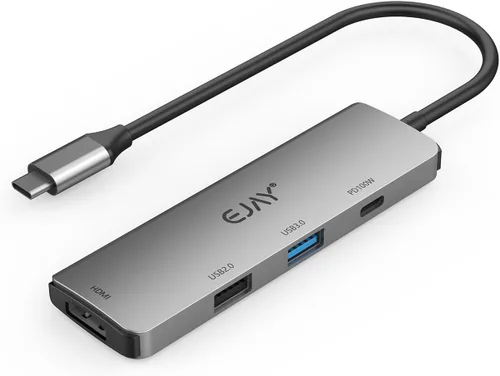 Vista 6 de Adaptador de concentrador USB C 4 en 1, divisor USB 3.0 de aluminio de 4 puertos con transferencia de datos de 5 Gbps para MacBook Pro/Air, iPad