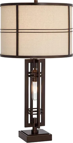 Vista 10 de Trenton - Lámpara de mesa de 28 pulgadas de alto, color bronce, aceitada Marrón