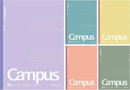 Vista 20 de KOKUYO Cuadernos de composición, paquete de 5 cuadernos Campus Semi-B5 con regla de puntos B de 6 mm, 30 hojas, cuaderno rayado para la escuela