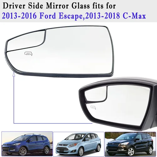 Vista 2 de Espejo calefactable para el lado del conductor Escape compatible con Ford Escape 2013-2016, C-Max 2013-2018 CJ5Z17K707F