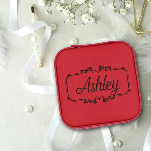 Vista 2 de My Personal Memories Joyero organizador personalizado para anillos, pulseras, aretes, perfecto para ella, mamá, esposa, hermana (rojo)