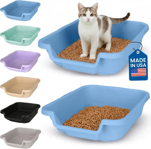 Vista 36 de KittyGoHere - Caja de arena para gatos mayores, sartén pequeña con cuchara jumbo de mango largo, caja de arena para gatos de entrada baja, ligera
