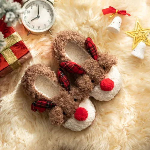 Vista 8 de Pantuflas de Navidad para mujer, lindas y cálidas para el hogar, para interiores y exteriores