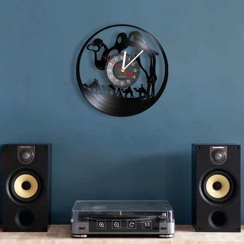 Vista 3 de 12 Inch-Wall Clock Camelcade Wall Clock Desert Animals Camels Vinyl Record Clock African Animals Camels Lined Up Wall Art Home Decor Wall Clock for