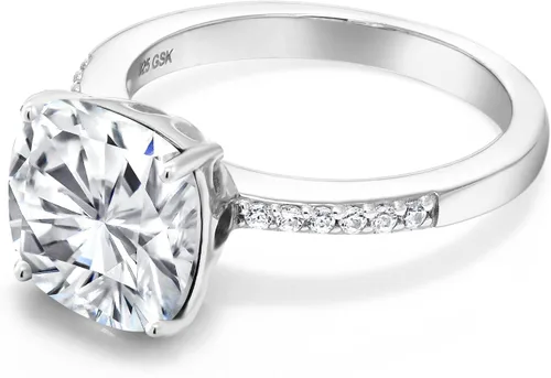 Vista 60 de Gem Stone King Anillo de compromiso de plata de ley 925 con piedra preciosa de corte cojín de 0.39 pulgadas Anillo de compromiso de aniversario