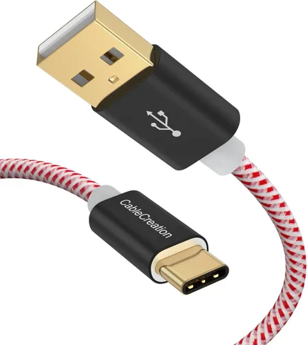 Vista 10 de CableCreation Cable corto USB a USB C de 6 pulgadas, carga rápida USB A a USB C, cable trenzado USB C macho a USB macho para banco de energía