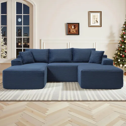 Vista 25 de Sofá seccional Cloud de 108 pulgadas, sofá seccional modular moderno con asiento profundo, sofás de pana sin estructura con chaise en forma de L