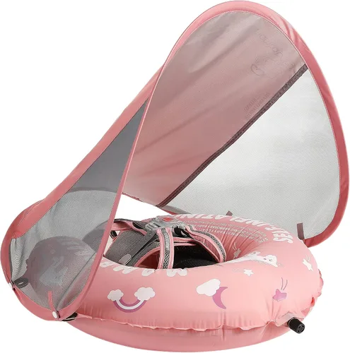 Vista 17 de Mambobaby Float Add Tail Flotador de natación para bebé/bebé con toldo, no inflable, sólido, mejorado, suave, impermeable, material de cuero