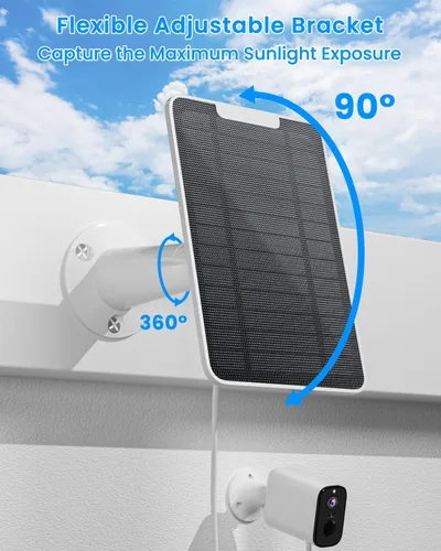 Vista 5 de Cargador de panel solar con conexión micro USB compatible con cámara Arlo Essential Spotlight/XL Spotlight, panel solar Arlo Essential de 5 W, cable