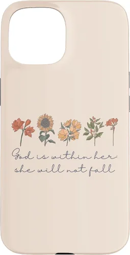 Vista 6 de God is Within Her She Will Not Fall Psalms 46:5 Boho Flowers Case for iPhone 17