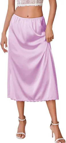 Vista 11 de Avidlove, ropa interior, enaguas satinada larga, Snip-it Half Slip, con encaje, lencería para mujer Beige