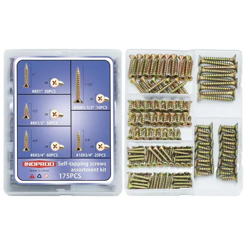 Vista 9 de Tornillos para madera #10 × 3/4", cabeza plana Phillips avellanada, acero con revestimiento de zinc amarillo, tornillos autorroscantes de alta