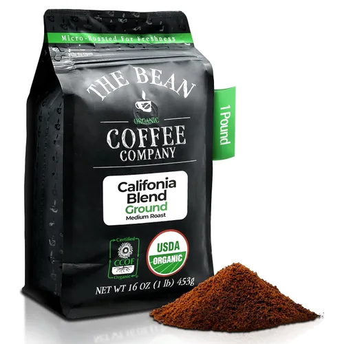 Vista 20 de The Bean Organic Coffee Company Mezcla africana, tostado medio, café molido, bolsa de 16 onzas, Café molido tostado orgánico