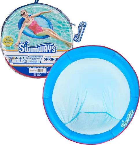Vista 9 de SwimWays Spring Float Premium Papasan Pool Lounger with Breathable Mesh Seat, Inflatable Pool Floats for Adults with Fast Inflation, for Ages 15 & Up