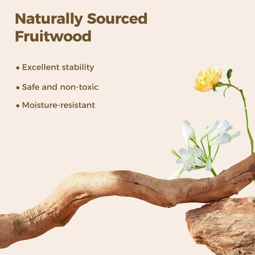 Vista 4 de MUTTROS Árbol de gato de madera con flores, torre de gato moderna con ramas de madera real, muebles de lujo boho con poste para rascar y 2 perchas