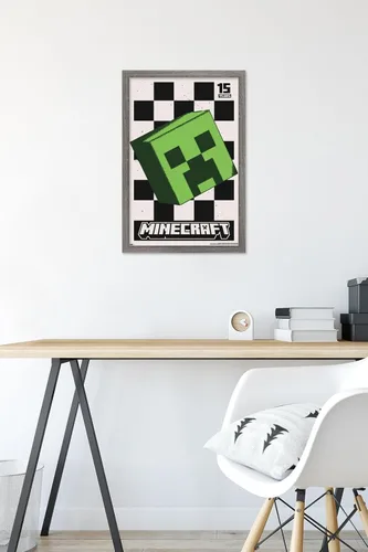 Vista 6 de Trends International Minecraft: 15th Anniversary - Póster de pared Posterized Creeper, 22.4 pulgadas de largo x 14.7 W, versión enmarcada de madera