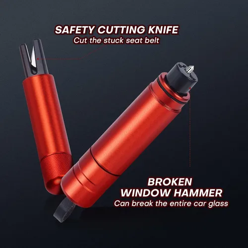 Vista 7 de LANBOUY Paquete de 2 herramientas de corte de cinturón de seguridad para romper ventanas de automóvil, martillo de vidrio, cortador de cinturón