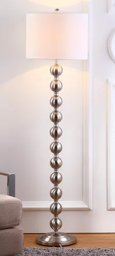Vista 2 de SAFAVIEH - Colección de iluminación Reflections - Lámpara de pie moderna de granja rústica apilable de bola de níquel de 59 pulgadas, para sala