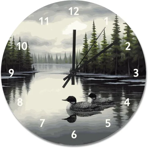 Vista 9 de Loon - Reloj de pared rústico de madera de estilo chic de 10 pulgadas, silencioso, sin tictac, funciona con pilas, para sala de estar, dormitorio