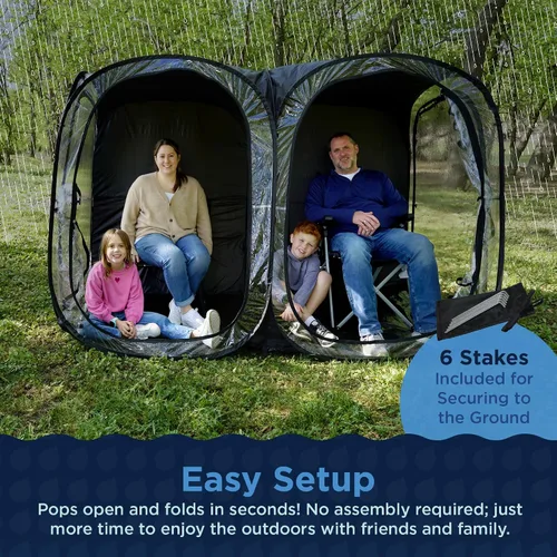 Vista 6 de WeatherPod® Side-by-Side™ 2-4 Person Pop-Up Sports Tent Pod - The Original Shark Tank Instant Setup All-Weather Shelter for Outdoor Sports, Rain