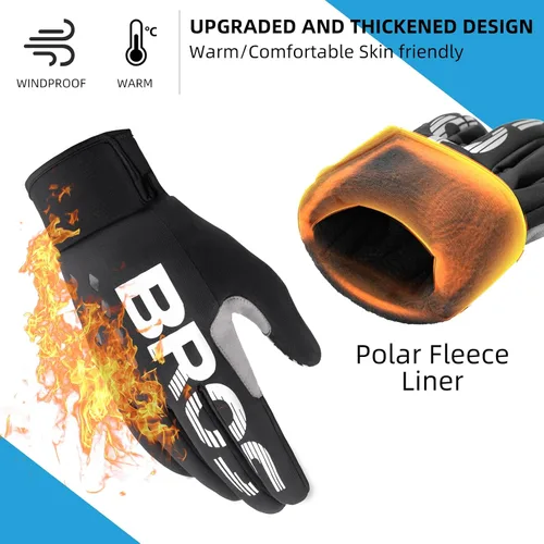 Vista 2 de ROCKBROS Guantes de ciclismo de invierno para pantalla táctil, guantes de bicicleta de montaña para clima frío, guantes de ciclismo para hombres