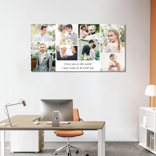 Vista 3 de LZIMU Lienzo de fotos de collage personalizado, arte de pared, lienzo de imágenes personalizadas, lienzo para decoración del hogar