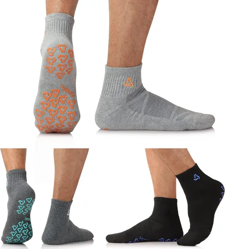 Vista 6 de Ozaiic Calcetines de agarre antideslizantes para yoga hogar entrenamiento barra pura pilates hospital calcetines de cojín ideales para hombres