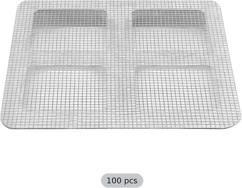 Vista 4 de Square Shower Drain Hair Catcher Mesh, 100 Pcs 3.9 X 3.9 in Disposable Drain Filter Stickers, Adhesive Pads to Prevent Drain Clogs in Kitchen, Tub