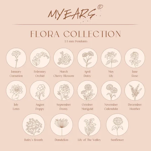 Vista 6 de MYEARS - Collar con dije de moneda para mujer, personalizado con diseño de flores del mes de tu nacimiento, chapado en oro de 14 quilates
