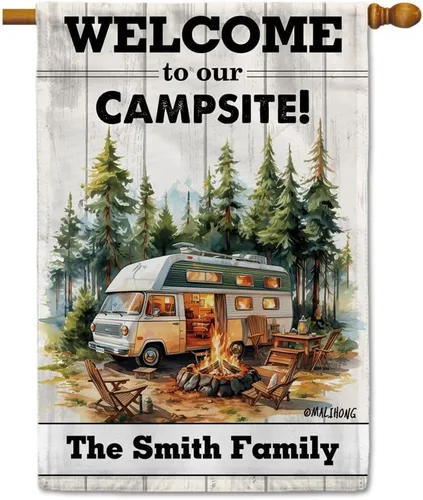 Vista 30 de Custom Welcome to Our Campsite Flag RV Camping Decor 12.5"x18" R26 Style 1