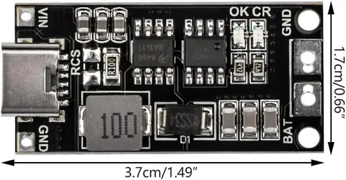 Vista 5 de Adeept Tipo-C USB-C 2S 2A 18650 21700 3.7V Módulo de carga de batería de litio Placa de carga Step-Up Boost Li-Po polímero USB C a 8.4V