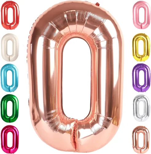 Vista 124 de Globos del números 0 de 40 pulgadas para formar los números 10, 20, 30, 40, 50, 60, 70, 80, 90, 100, para decoración de cumpleaños, bodas, eventos