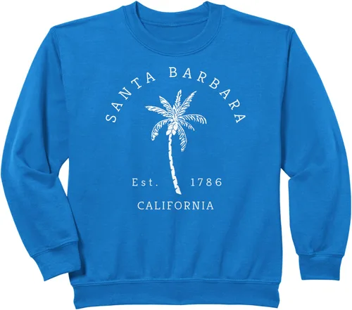 Vista 6 de Retro Cool Vintage Santa Barbara Beach California Palm Tree Sudadera, Negro, S