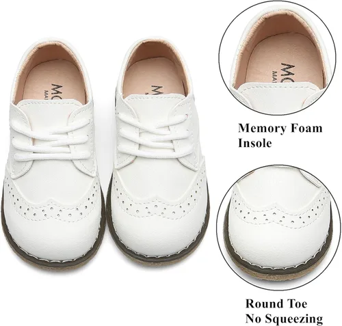 Vista 16 de DADAWEN - Zapatos de vestir para niña con cordones para uniforme de Oxford, cómodos, mocasines (niños pequeños)