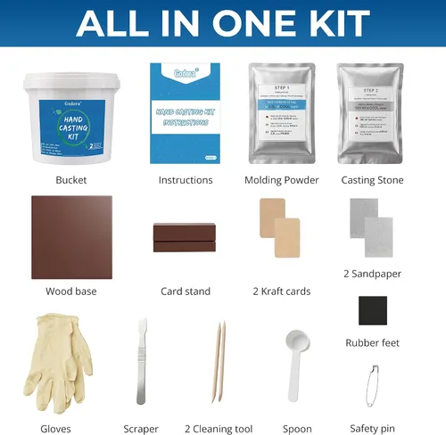 Vista 4 de Kit de fundición manual para parejas con base de madera y exhibición de tarjetas personales