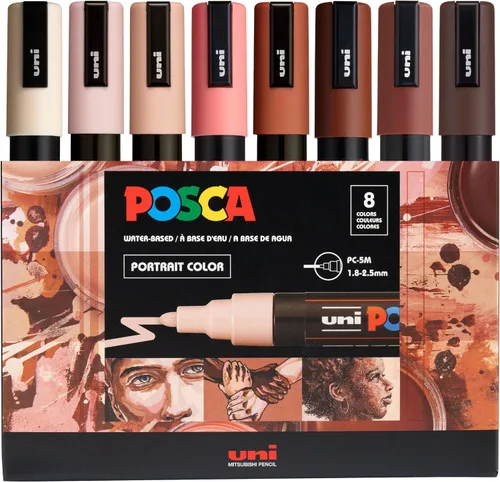 Vista 11 de Posca PC-5M Rotuladores de Pintura a Base de Agua, Punta Media Reversible (1.8-2.5mm), Tono Fresco, Pack de 8