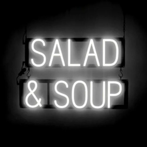Vista 19 de SpellBrite DELI Sign Letrero relacionado con delicatessen con aspecto neón, fuente de luz LED azul 13.4 x 6.3 pulgadas