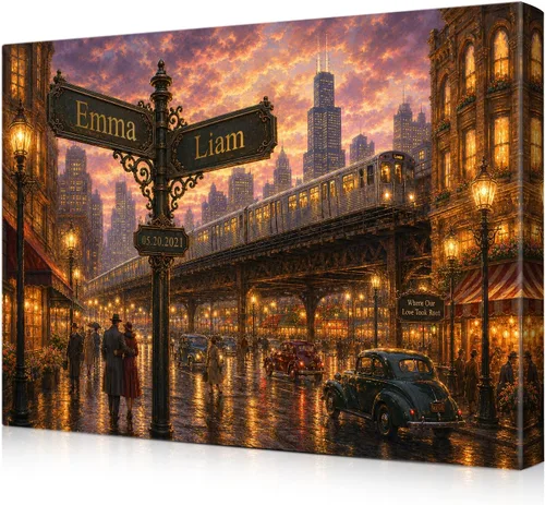 Vista 48 de IPIC - Personalized Framed Canvas with Custom Street Sign in Boston Personalized Street Signs with Names, Custom Canvas Print, Boston Sunset