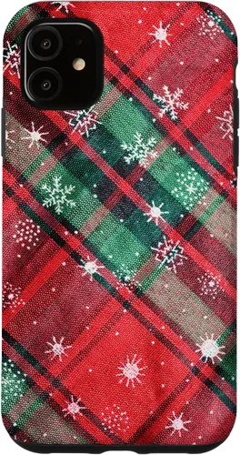 Vista 8 de Green Red Christmas Plaid Winter Snowflakes Case for iPhone 16