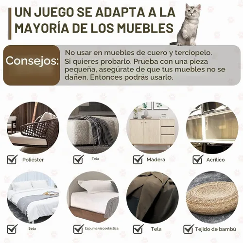 Vista 2 de Protector de muebles antiarañazos para gatos, paquete de 10, cinta disuasoria de arañazos para gatos, protector de sofá para gatos, protectores