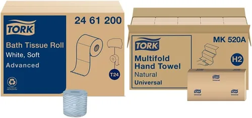 Vista 11 de Tork Advanced Toilet Paper Roll, White, Compatible with T24 Dispensers, 2-ply, Soft Tissue, 80 rolls x 500 sheets (2461200)