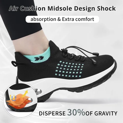 Vista 3 de Akk Zapatos de caminar para mujer, tenis de malla antideslizante para mujer, ligeros, con amortiguación de aire, zapatos de trabajo para correr
